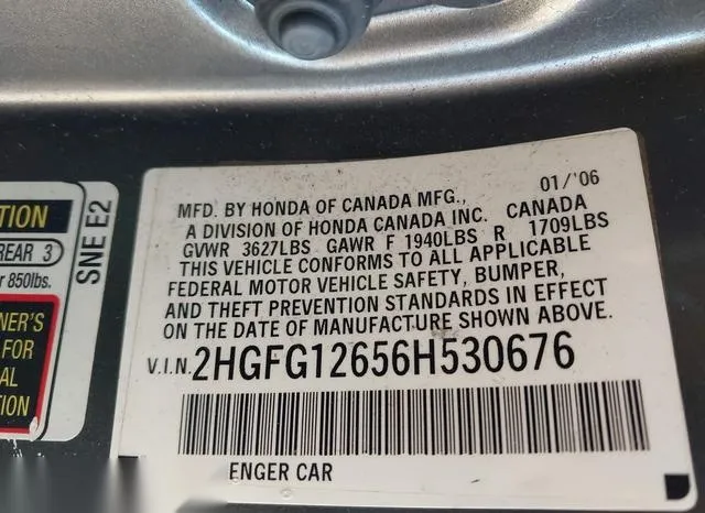 2HGFG12656H530676 2006 2006 Honda Civic- LX 9