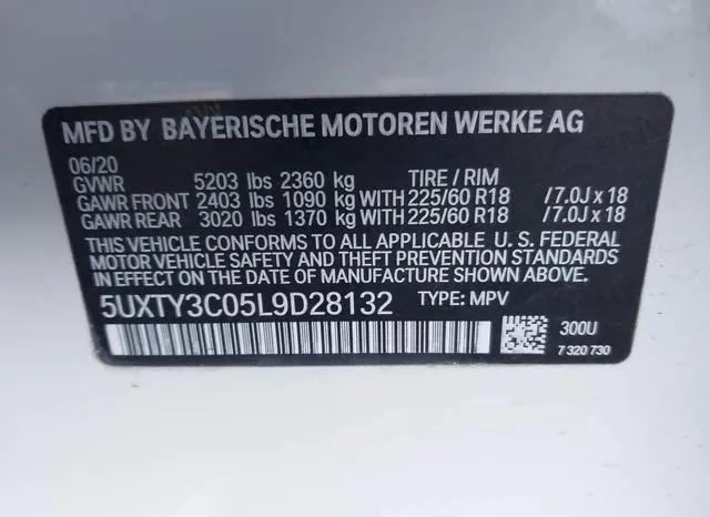 5UXTY3C05L9D28132 2020 2020 BMW X3- Sdrive30I 9