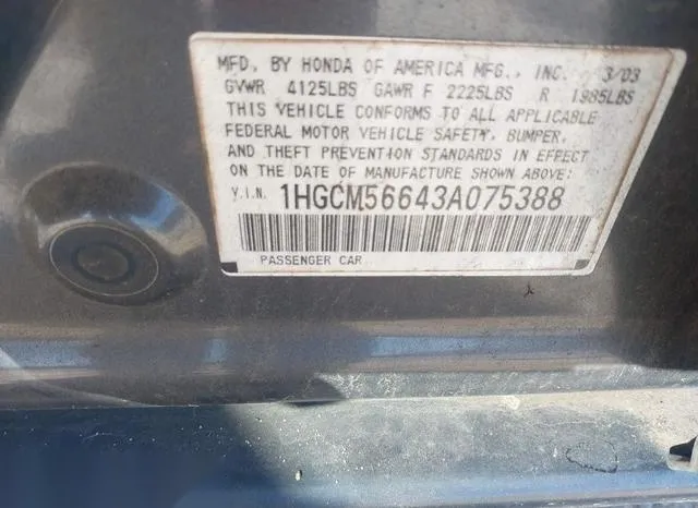 1HGCM56643A075388 2003 2003 Honda Accord- 2-4 EX 9