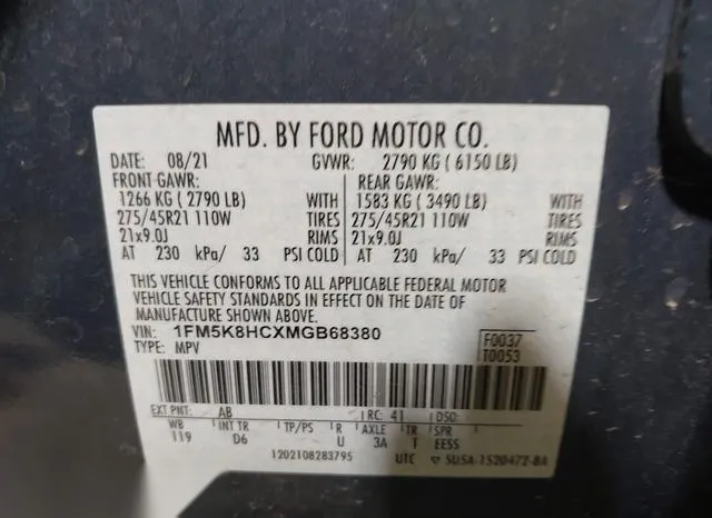 1FM5K8HCXMGB68380 2021 2021 Ford Explorer- Platinum 9