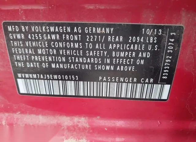 WVWNM7AJ9EW010153 2014 2014 Volkswagen Golf- 2-0L Tdi 9