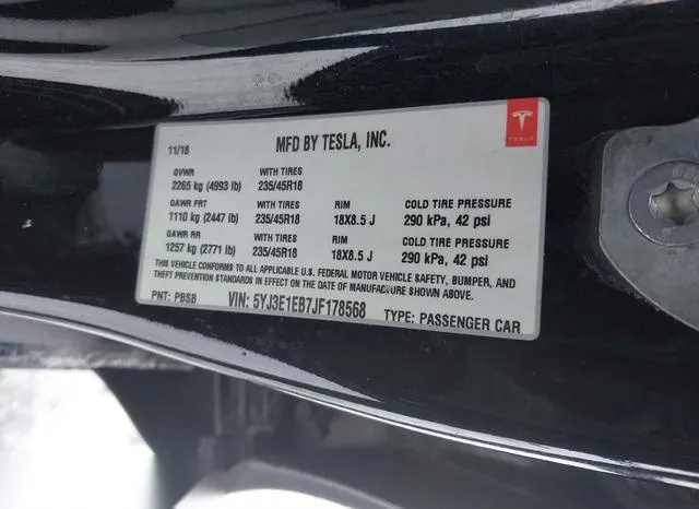 5YJ3E1EB7JF178568 2018 2018 Tesla Model 3- Long Range/Perfo 9