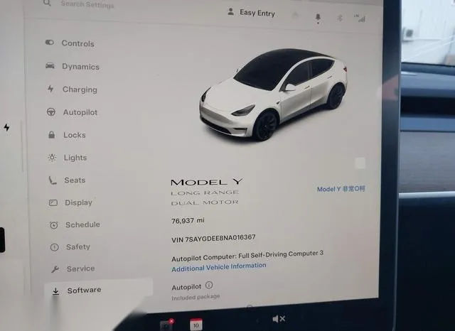 7SAYGDEE8NA016367 2022 2022 Tesla Model Y- Long Range Dual 7