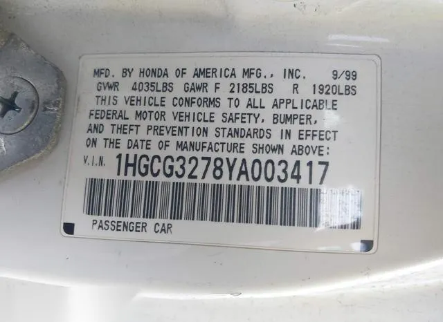 1HGCG3278YA003417 2000 2000 Honda Accord- 2-3 EX 9