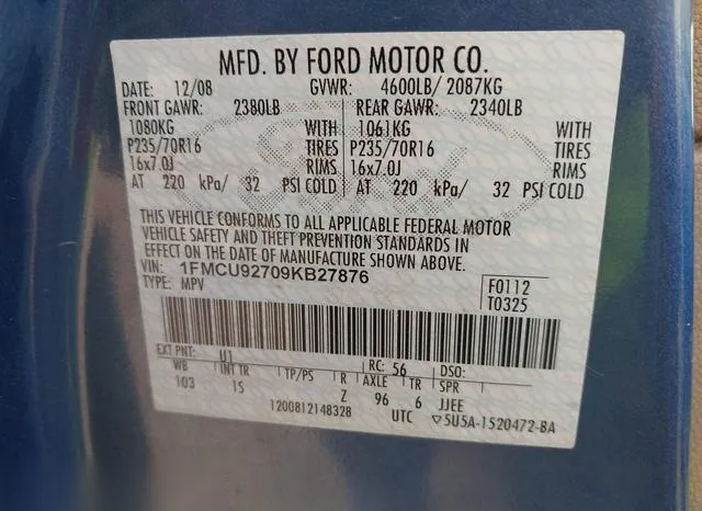 1FMCU92709KB27876 2009 2009 Ford Escape- Xls 9