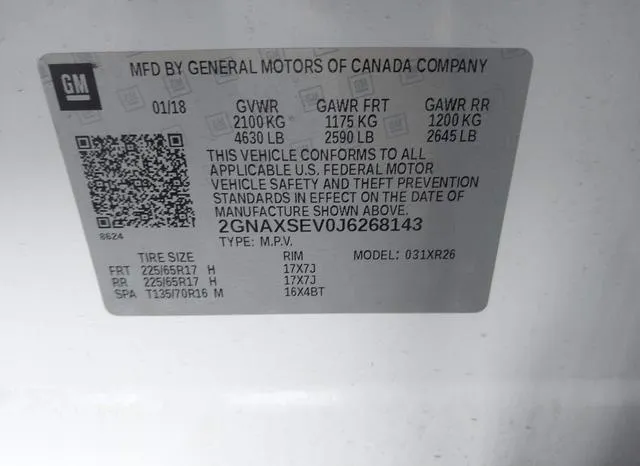 2GNAXSEV0J6268143 2018 2018 Chevrolet Equinox- LT 9