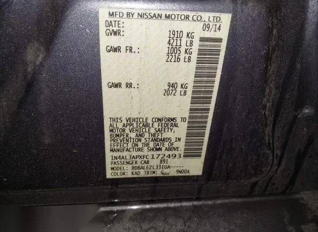 1N4AL3APXFC172493 2015 2015 Nissan Altima- 2-5 S 9