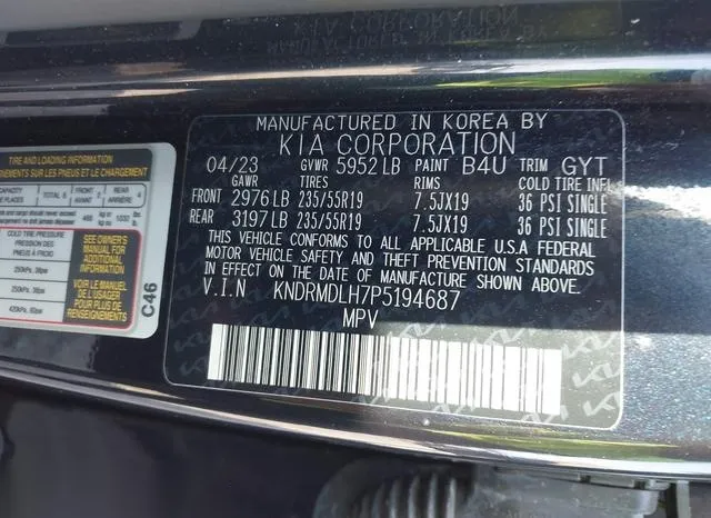 KNDRMDLH7P5194687 2023 2023 KIA Sorento- Plug-In Hybrid Sx 9