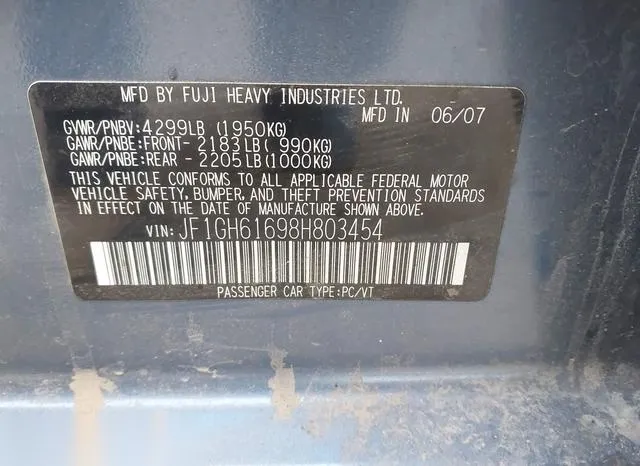 JF1GH61698H803454 2008 2008 Subaru Impreza- 2-5I 9