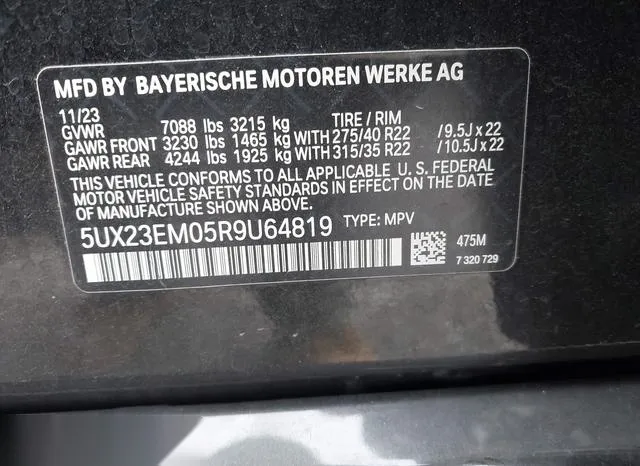 5UX23EM05R9U64819 2024 2024 BMW X7- Xdrive40I 9