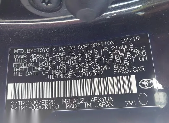 JTDT4RCE3LJ019329 2020 2020 Toyota Corolla- Xse 9