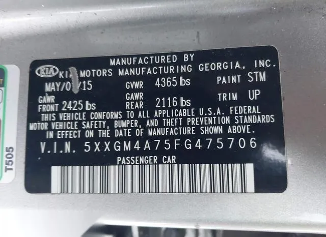 5XXGM4A75FG475706 2015 2015 KIA Optima- LX 9