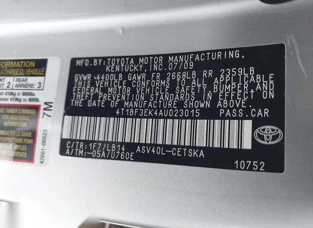 4T1BF3EK4AU023015 2010 2010 Toyota Camry- SE 9