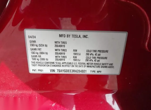 7SAYGDEE3RA284801 2024 2024 Tesla Model Y- Long Range Dual 9