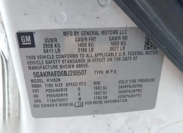 5GAKRAED6BJ295507 2011 2011 Buick Enclave- CX 9