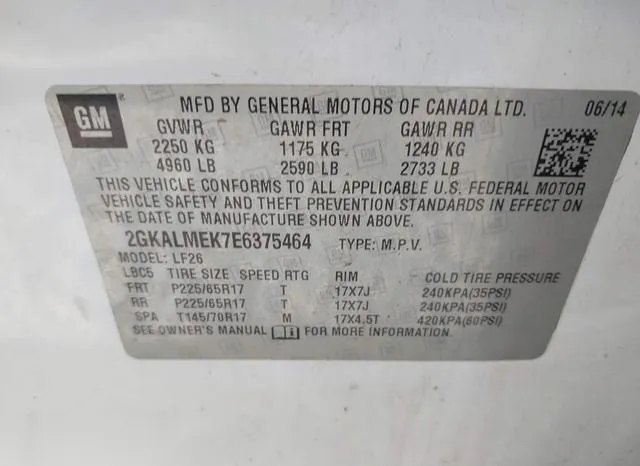 2GKALMEK7E6375464 2014 2014 GMC Terrain- Sle-1 9