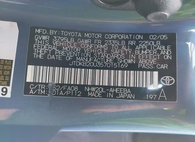 JTDKB20U357015169 2005 2005 Toyota Prius 9