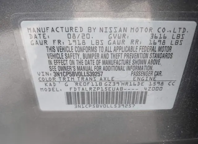 3N1CP5BV0LL539257 2020 2020 Nissan Kicks- S Xtronic Cvt 9