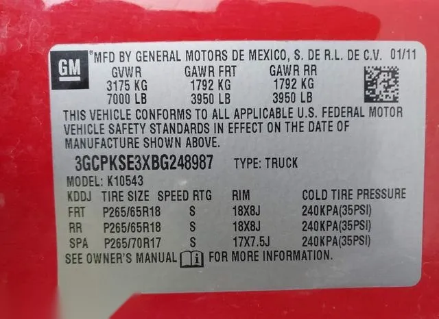 3GCPKSE3XBG248987 2011 2011 Chevrolet Silverado 1500- LT 9