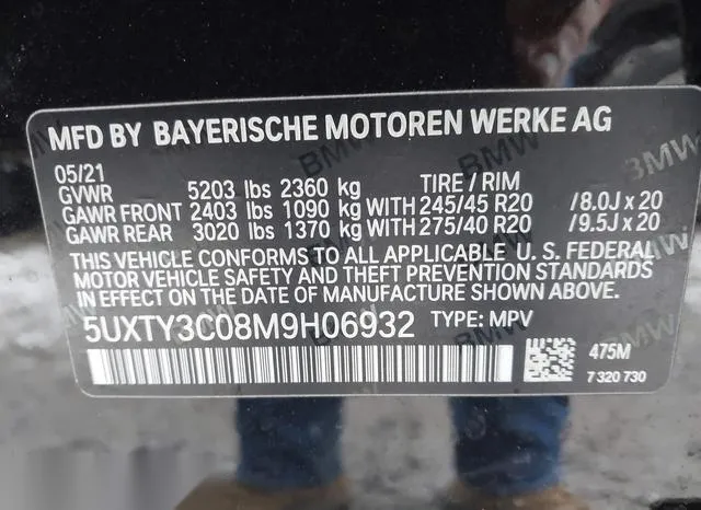 5UXTY3C08M9H06932 2021 2021 BMW X3- Sdrive30I 9