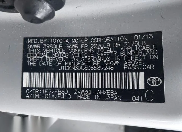 JTDKN3DU6D5589248 2013 2013 Toyota Prius- Two 9