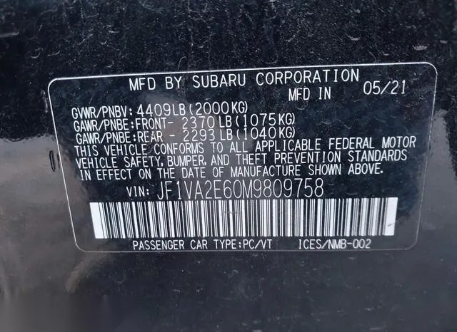 JF1VA2E60M9809758 2021 2021 Subaru Wrx Sti 9