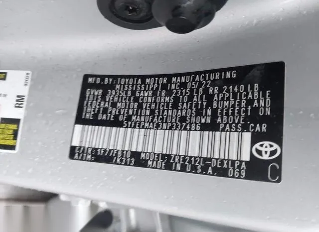 5YFEPMAE3NP337486 2022 2022 Toyota Corolla- LE 9