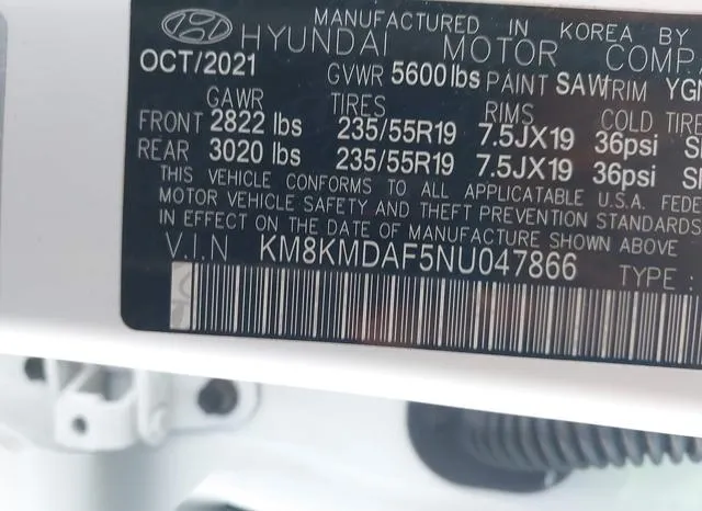 KM8KMDAF5NU047866 2022 2022 Hyundai Ioniq 5- SE 9