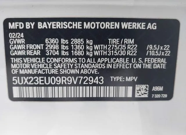 5UX23EU09R9V72943 2024 2024 BMW X5- Xdrive40I 9