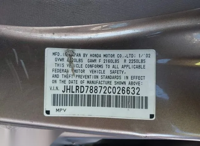 JHLRD78872C026632 2002 2002 Honda CR-V- EX 9