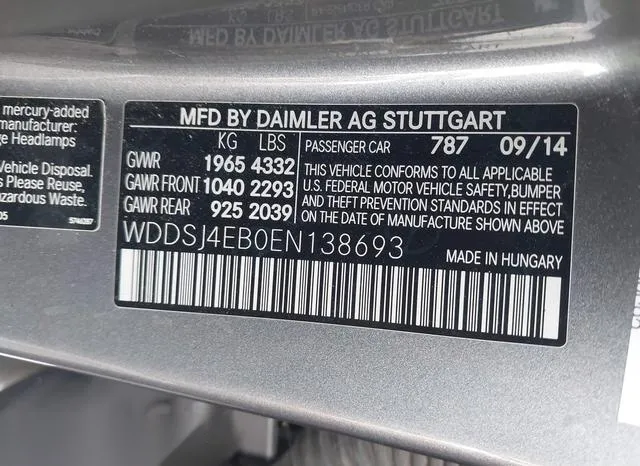 WDDSJ4EB0EN138693 2014 2014 Mercedes-Benz CLA 250 9