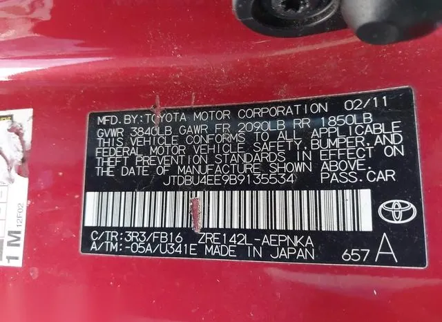 JTDBU4EE9B9135534 2011 2011 Toyota Corolla- LE 9