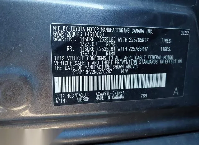 2T3P1RFV2NC270287 2022 2022 Toyota RAV4- Xle 9