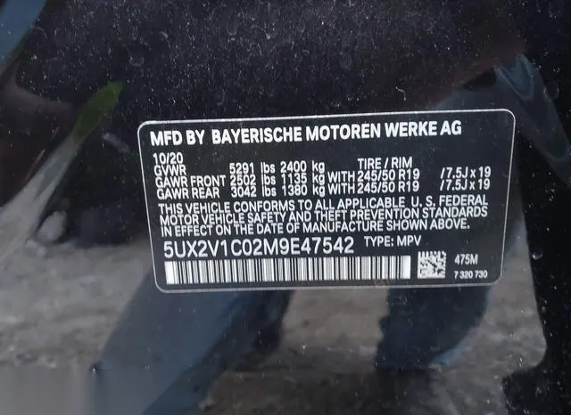 5UX2V1C02M9E47542 2021 2021 BMW X4- Xdrive30I 9