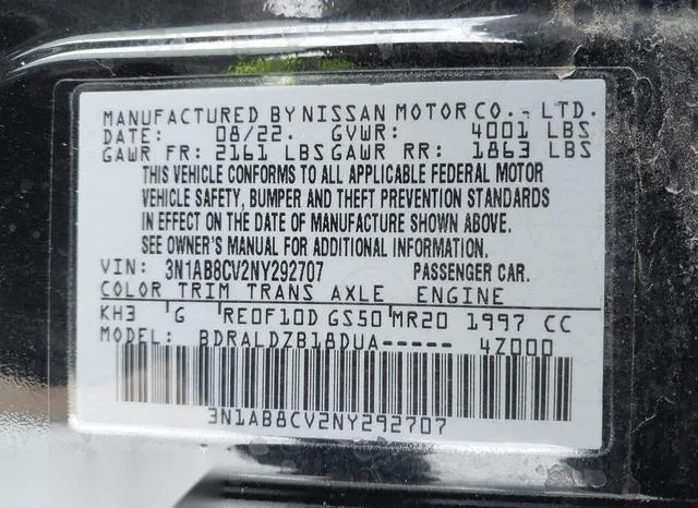 3N1AB8CV2NY292707 2022 2022 Nissan Sentra- Sv Xtronic Cvt 9