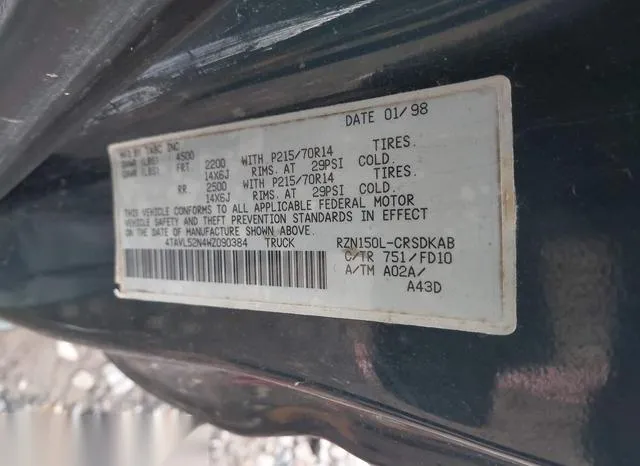 4TAVL52N4WZ090384 1998 1998 Toyota Tacoma 9