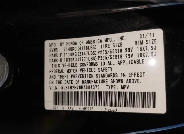 5J8TB2H29BA004376 2011 2011 Acura RDX 9