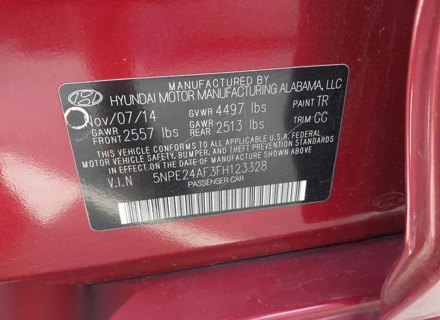 5NPE24AF3FH123328 2015 2015 Hyundai Sonata- SE 9