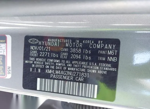 KMHLM4AG3NU271831 2022 2022 Hyundai Elantra- Sel 9