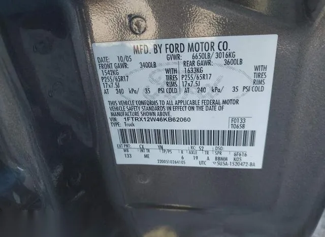 1FTRX12W46KB62060 2006 2006 Ford F-150- Stx/Xl/Xlt 9