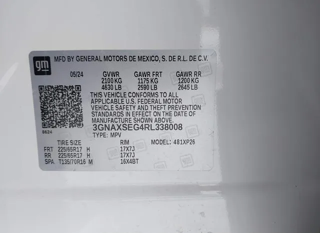 3GNAXSEG4RL338008 2024 2024 Chevrolet Equinox- Awd Ls 9