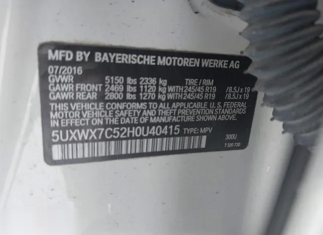 5UXWX7C52H0U40415 2017 2017 BMW X3- Xdrive35I 9