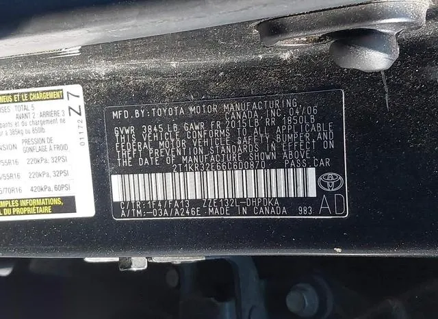 2T1KR32E66C600870 2006 2006 Toyota Matrix 9