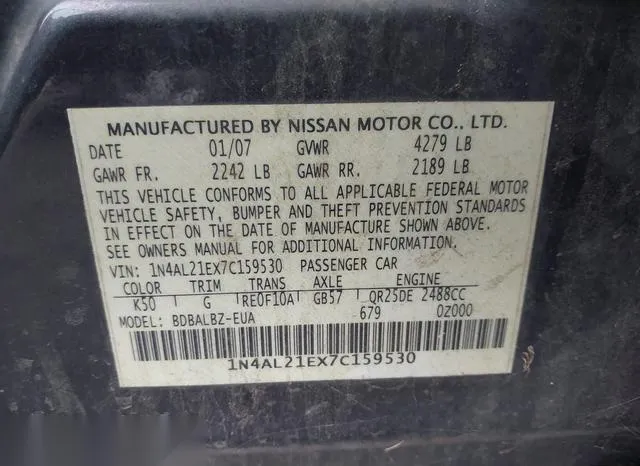 1N4AL21EX7C159530 2007 2007 Nissan Altima- 2-5 S 9