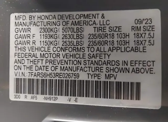 7FARS6H53RE026759 2024 2024 Honda CR-V- Hybrid Sport 9