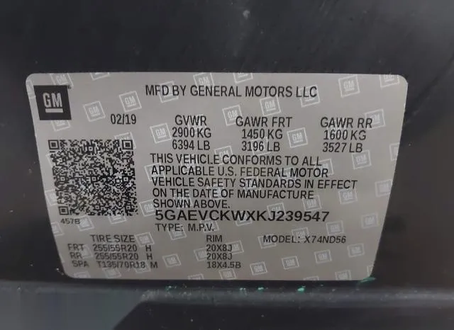 5GAEVCKWXKJ239547 2019 2019 Buick Enclave- Awd Avenir 9