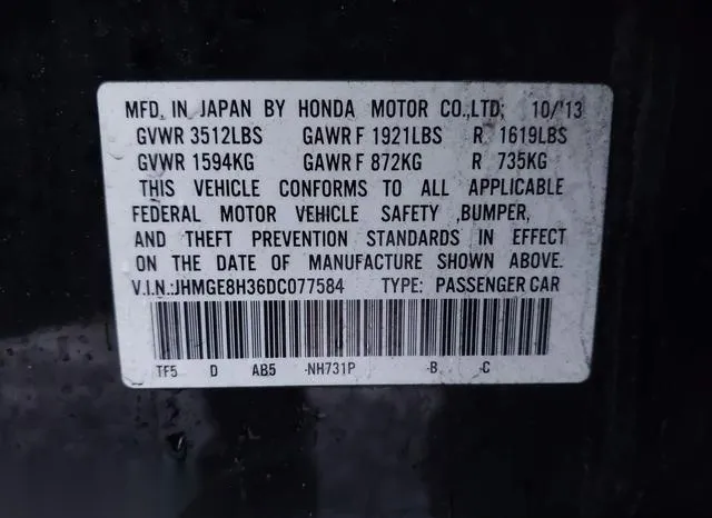 JHMGE8H36DC077584 2013 2013 Honda Fit 9