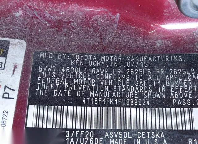 4T1BF1FK1FU989624 2015 2015 Toyota Camry- SE 9