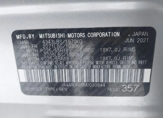 JA4ARUAU8MU030844 2021 2021 Mitsubishi Outlander- Sport 2-0 9