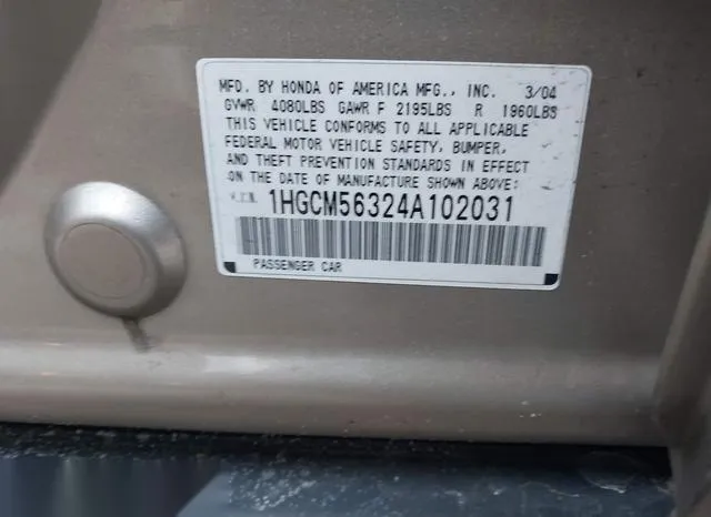 1HGCM56324A102031 2004 2004 Honda Accord- 2-4 LX 9